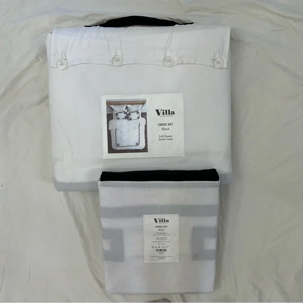 Villa by Noble Excellence Greek Key Full/Queen Duvet Cover With 2 King Shams